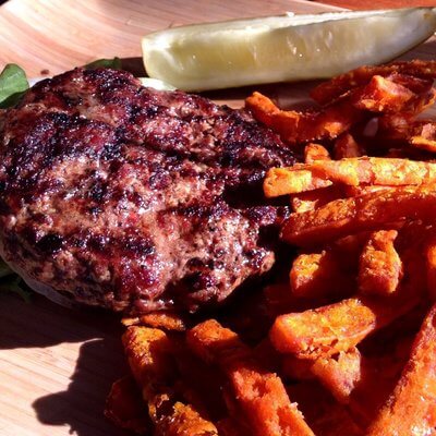 Bunless Burger with Sweet Potatoes — a family dinner from the 28-Day Metabolic Reset